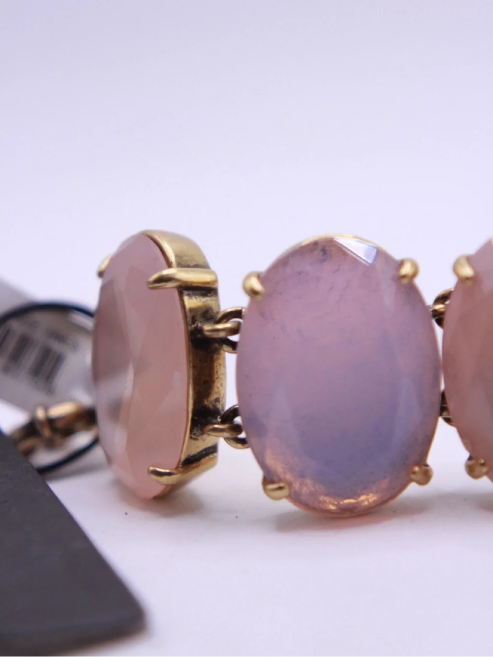 New J. Crew Gold-Tone Ice Quartz Bracelet with Soft Pink & Purple Faceted Ovals - Picture 5 of 7